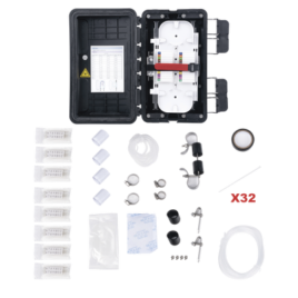 Caja de Distribución de Fibra Óptica, Hasta 96 Empalmes, Exterior IP65, Color Negro