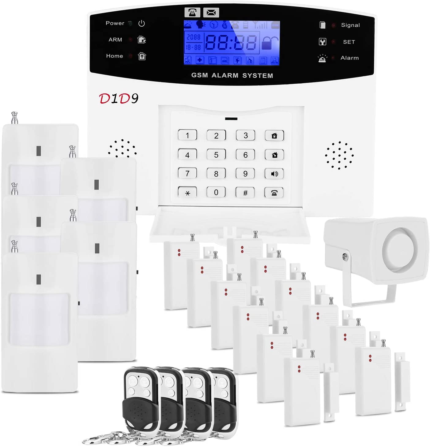 D1D9 Sistema de alarma antirrobo para el hogar, kit de 23 piezas,  inalámbrico, dializador automático GSM para seguridad de la casa