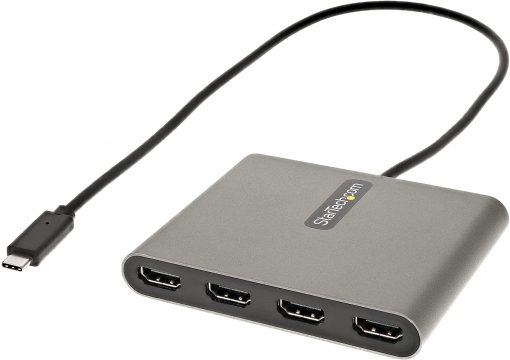 StarTech. com Adaptador USB C a 4 HDMI - Video externo y tarjeta gráfica - Adaptador de pantalla USB tipo C a Quad HDMI Dongle - 1080p 60Hz - Convertidor de video de múltiples monitores - Solo Windows (USBC2HD4)