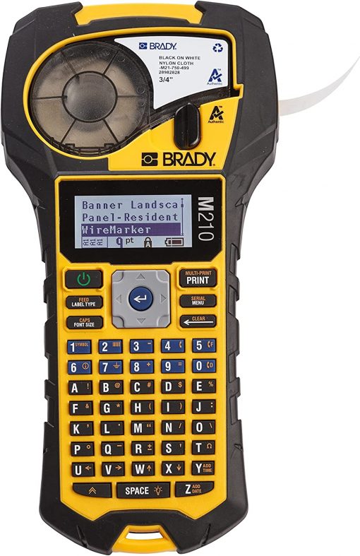 Brady Impresora de etiquetas portátil M210 con parachoques de goma, impresión multilínea, fuente de 6 a 40 puntos (reemplaza la impresora BMP21-PLUS)