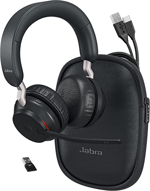 Jabra Evolve2 65 Auriculares inalámbricos Bluetooth estéreo UC – USB azul  Dongle, compatible con Zoom, Webex, teléfonos inteligentes, tabletas,  PC/MAC, 26599-989-999 (negro), plan de soporte Global Teck Gold incluido