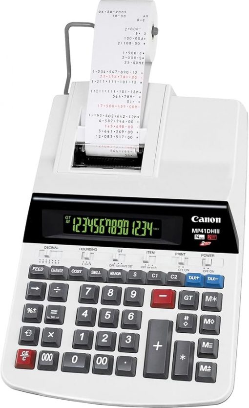 Canon MP41DHIII Calculadora de impresión de 14 dígitos, 9 pulgadas x 14 pulgadas x 3-1/4 pulgadas, gris