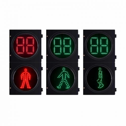 Semáforo LED Peatonal con Contador Digital – 300 mm – Modelo RX300-3-ZGSM-2-RGD288
