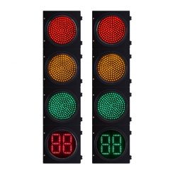 Semáforo LED de 300 mm con Contador Bicolor – 4 Secciones (Rojo / Amarillo / Verde / Display Numérico)