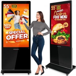 Pantalla táctil interactiva de 55 pulgadas, 4K UHD quiosco de publicidad comercial LCD Android Totem con Auto-Play, HDMI