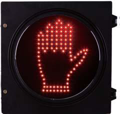 Semáforo LED Peatonal 300 mm – 1 Sección – Muñeco Rojo Estático con Símbolo de Espera – RX300-3-ZGSM-1-RS
