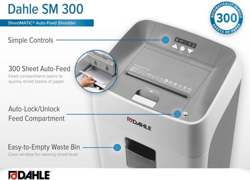 Dahle ShredMATIC SM 300 – Trituradora de Papel Automática, Corte Cruzado, Capacidad de 300 Hojas, Tecnología Alemana, Anti-atascos, Sin Uso de Aceite, SmartPower, Seguridad P-4 - Imagen 6