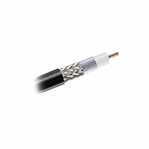 Coaxial cable with 90% shielding, RoHS certification, aluminum-coated copper conductor, 50 Ohms, 1640 ft reel.