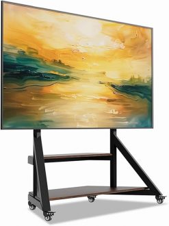 Soporte de Suelo Grande para TV Móvil con Ruedas, Compatible con Pantallas de 65", 75", 77", 85", 86", 90" y 100", Carrito de Montaje de TV Rodante