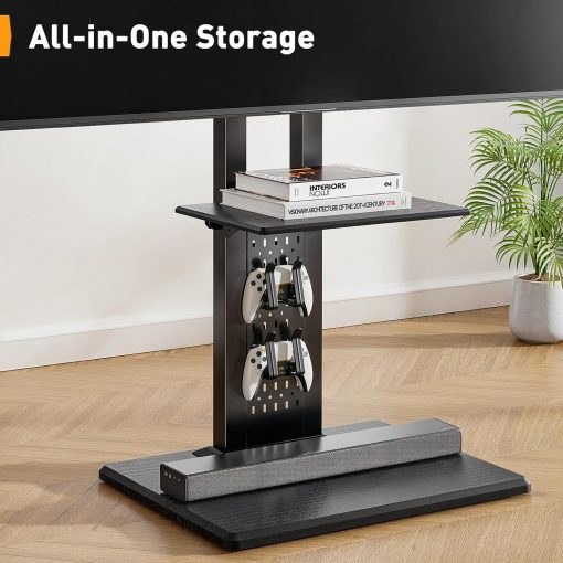 Soporte de Piso para Televisor | Compatible con TVs de 32” a 86” | Estructura Estable con Panel Decorativo y Ajuste de Altura en 6 Niveles | Soporta hasta 60 kg - Imagen 2