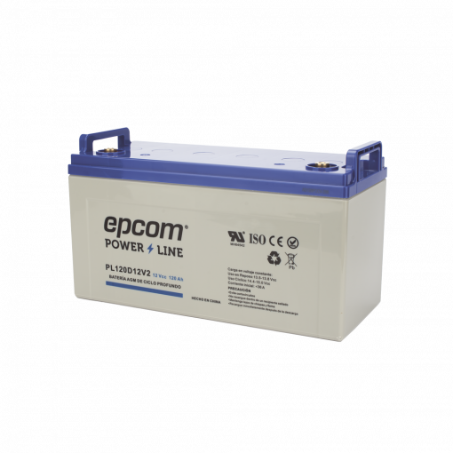 Batería de 12 VCC / 120 Ah / UL / Tecnología AGM-VRLA / CICLO PROFUNDO / Para uso en aplicaciones fotovoltaicas y de emergencia / Terminales T4