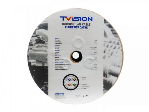 Cable de red UTP Cat5e exterior T-Vision, 100% cobre, 1000 pies, negro, certificado CE, probado Pass Fluke