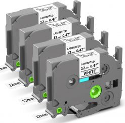 Cinta de repuesto para rotuladora Brother TZe TZ, laminada blanca P Touch de 0.47 pulgadas