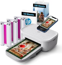 HP Sprocket Studio Plus – Impresora fotográfica inalámbrica 4×6 con Wi-Fi, sublimación de tinta, incluye 118 hojas y 3 cartuchos