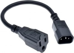 Cable Adaptador de Alimentación C14 a NEMA 5-15R, Extensión de Corriente IEC320 C14 para Computadora, PDU y UPS, Calibre 18AWG, 1 Pie (0.3 m)