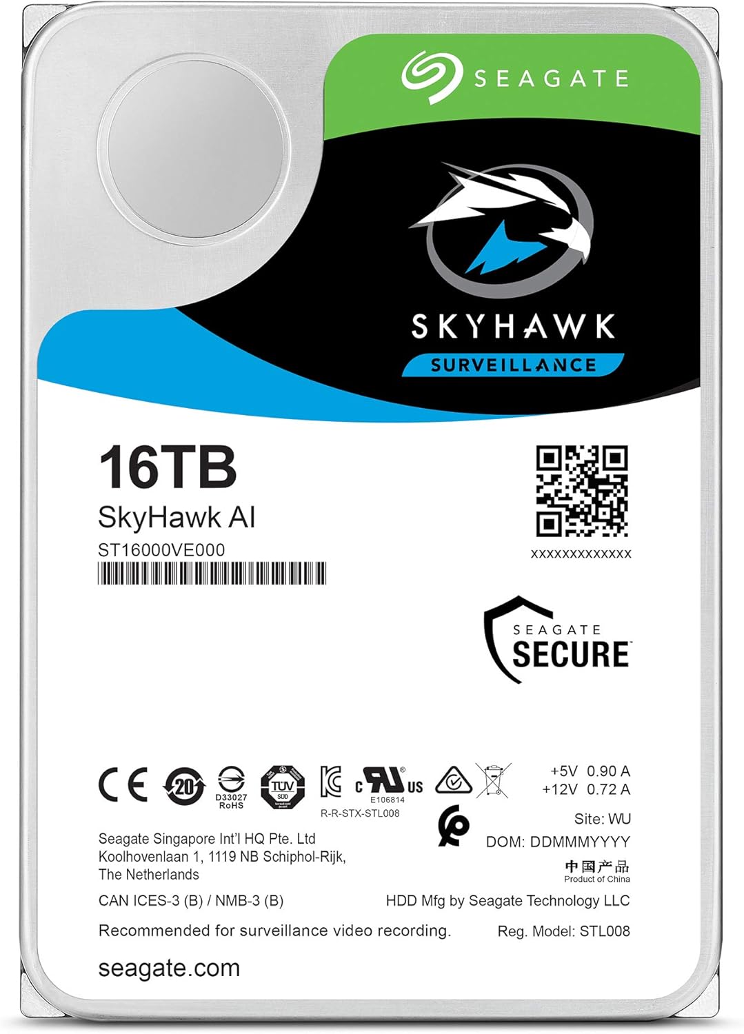 Seagate SkyHawk AI 16TB 3.5" SATA HDD (ST16000VE000) - Imagen 2