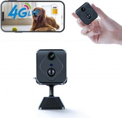 Mini cámara de vigilancia 4G, cámara de seguridad celular, incluye tarjeta SIM, cámara de seguridad 2K HD para interiores y exteriores, visión nocturna HD, detección de movimiento AI, no necesita WiFi, para garajes, tiendas o apartamentos