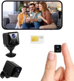 Cámara oculta 4G LTE, cámara de seguridad celular sin WiFi con tarjeta SIM 4G, cámara espía portátil 4K HD, visión amplia de 160°, con visión nocturna, control de aplicación de alerta