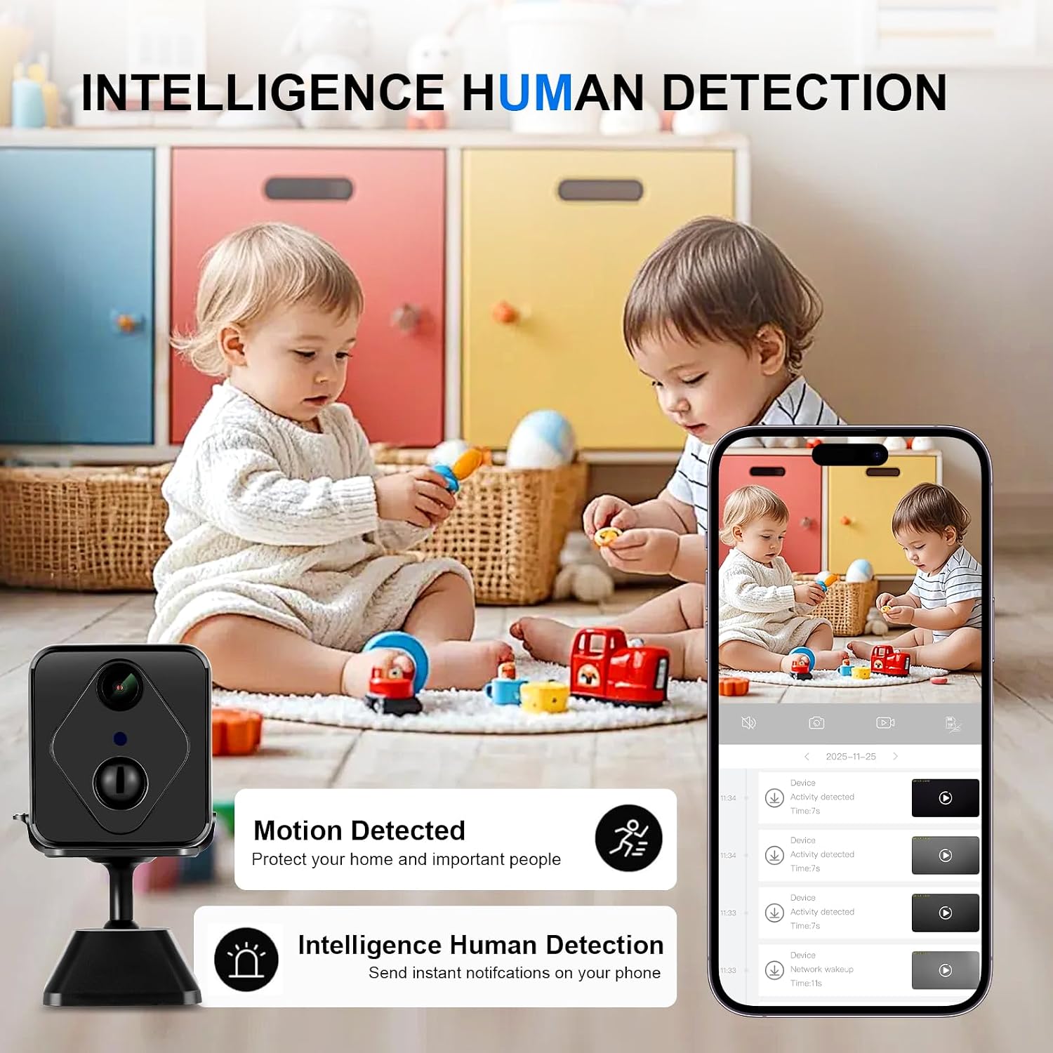 Mini cámara de vigilancia 4G, cámara de seguridad celular, incluye tarjeta SIM, cámara de seguridad 2K HD para interiores y exteriores, visión nocturna HD, detección de movimiento AI, no necesita WiFi, para garajes, tiendas o apartamentos - Imagen 2