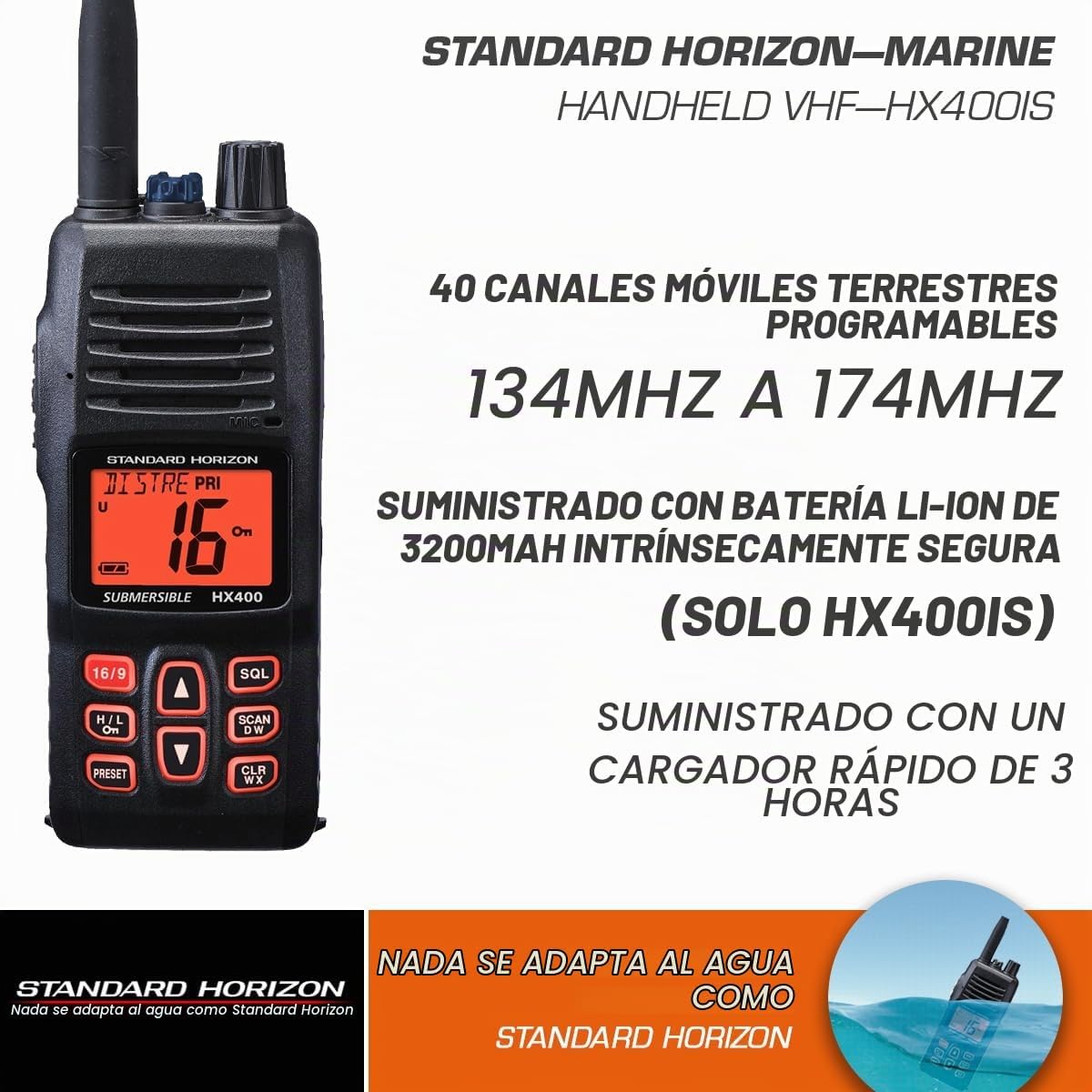 Standard Horizon HX400IS - Radio VHF portátil intrínsecamente segura - Imagen 2