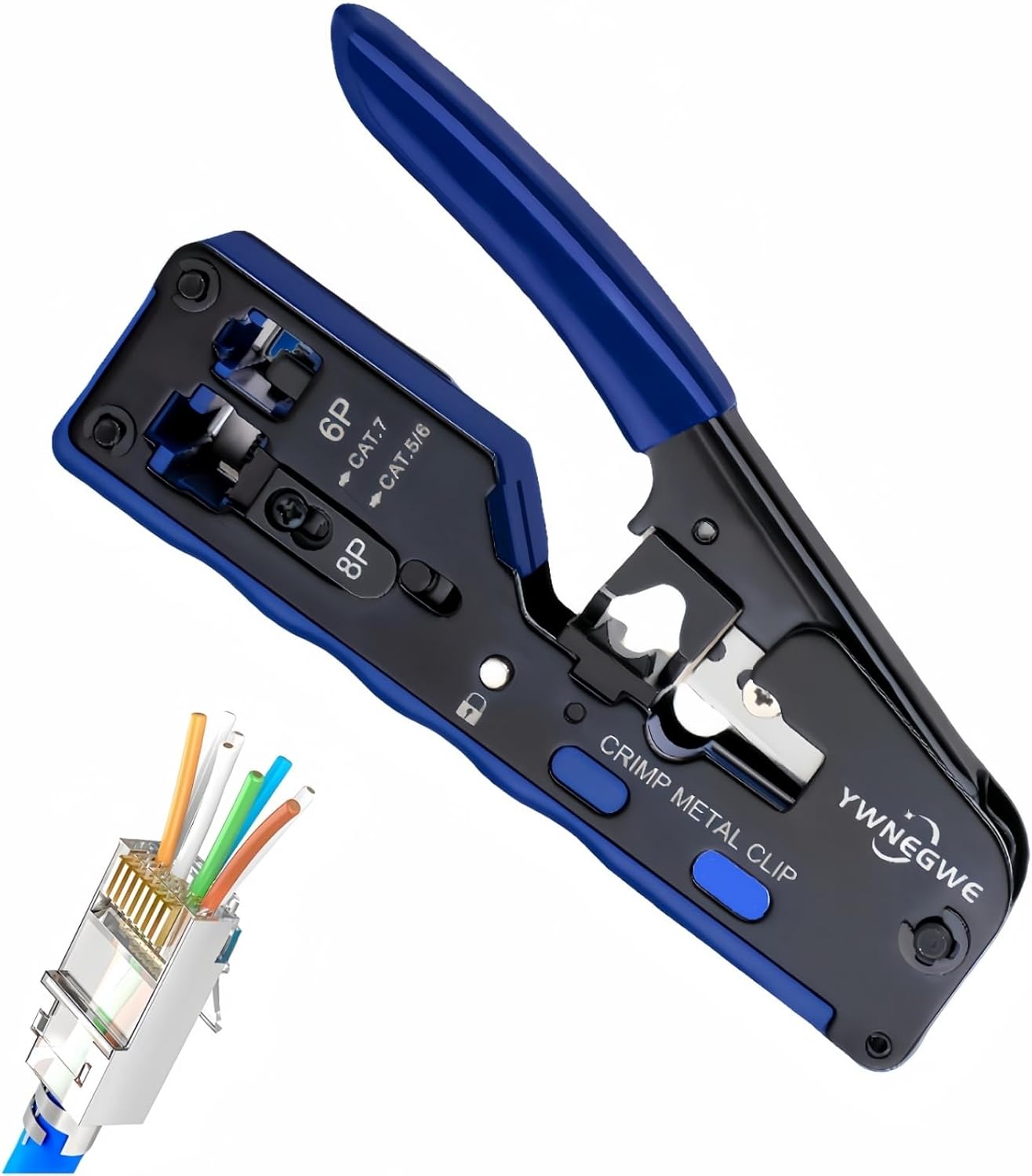 Herramienta de Crimpado RJ45 Pass Through para Cables Ethernet CAT5, CAT6 y CAT7