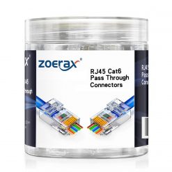Paquete de 100 Conectores RJ45 Pass Through Cat6 para Cable Ethernet UTP Sólido o Trenzado