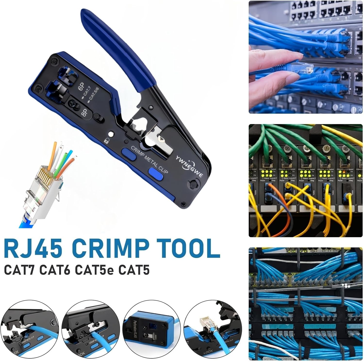 Herramienta de Crimpado RJ45 Pass Through para Cables Ethernet CAT5, CAT6 y CAT7 - Imagen 2